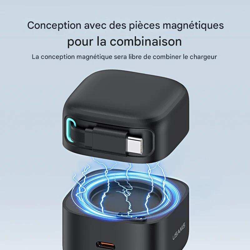 Chargeur Rapide avec Enrouleur Intégré pour IPhone 15 Pro Max/ Xiaomi /Samsung - Beconnectlt