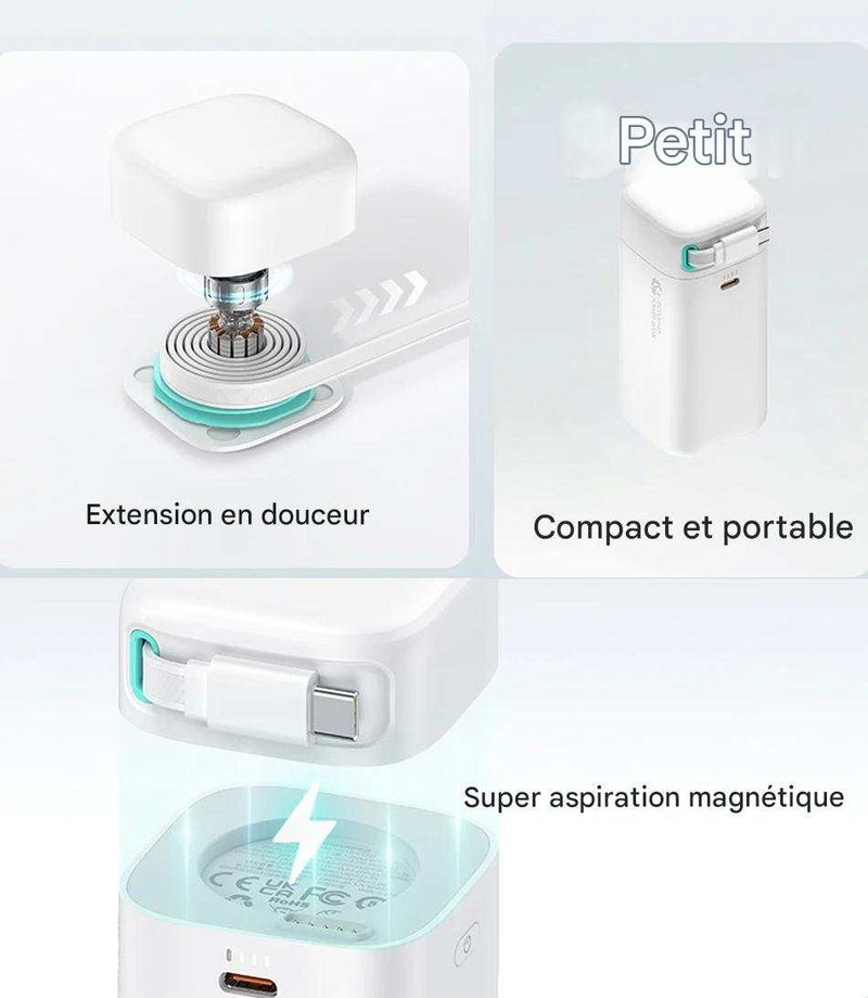 Batterie D'alimentation Portable Cable Rétractable - Beconnectlt