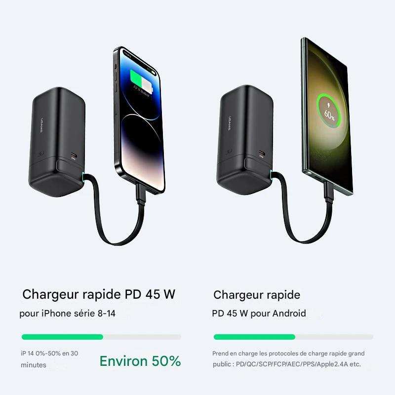 Batterie D'alimentation Portable Cable Rétractable - Beconnectlt